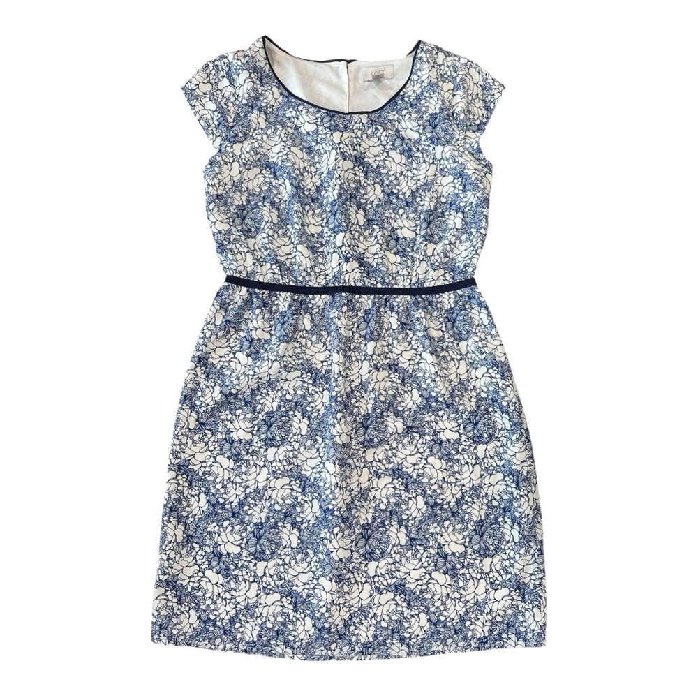 Loft Outlet cap-sleeves blue and white dress - size‎ 4